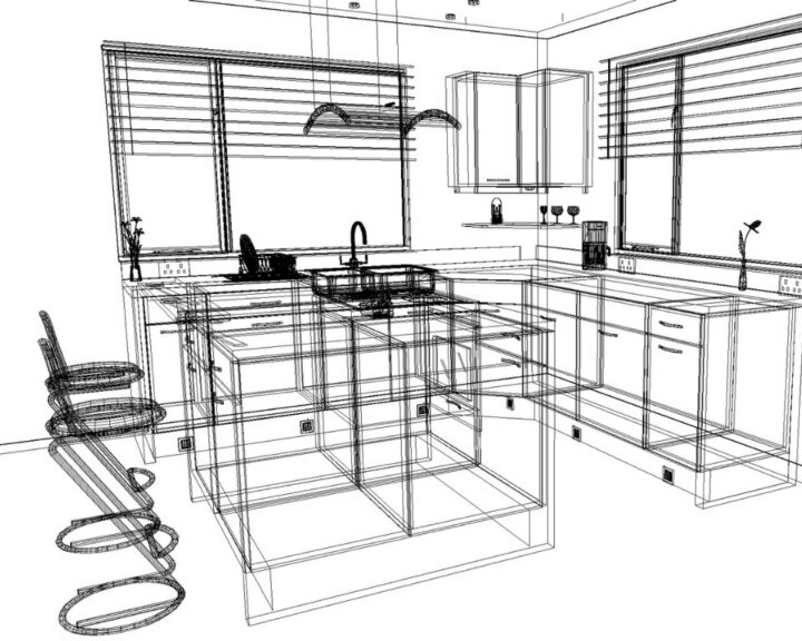 kitchen-cad-design-sarasota-fl-1024x768px 3D modern kitchen design blueprint illustration