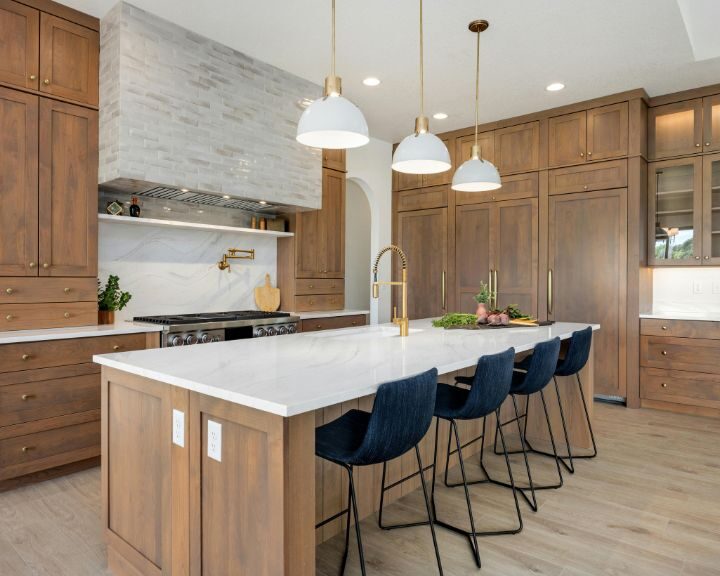wooden-kitchen-cabinets-sarasota-fl-720x576px Modern kitchen with wooden cabinets and island